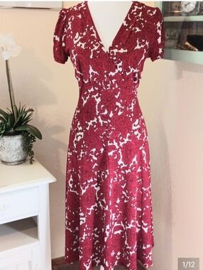 Lily Bold Red Dress. Fit And Flare, Bold Graphics
